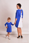 Детское платье "Бантик" ДП 520 Family look (васильковый+белый)